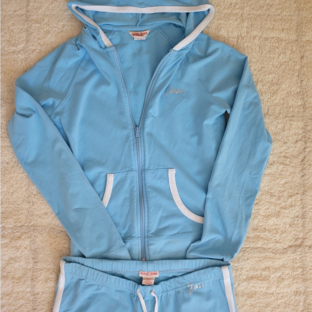 Vintage Y2K Guess Jeans Baby Blue tracksuit